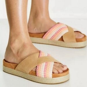 Toms Paloma Slide Sandals Pink Creamicle Orange Size 9